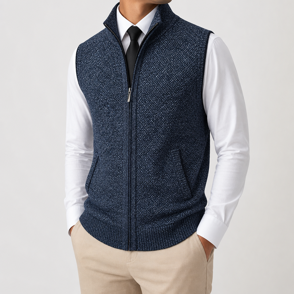 Homme Gilet Col Montant Fermeture Zippée