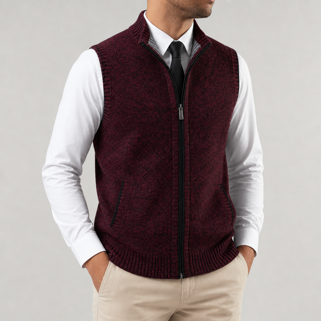 Homme Gilet Col Montant Fermeture Zippée