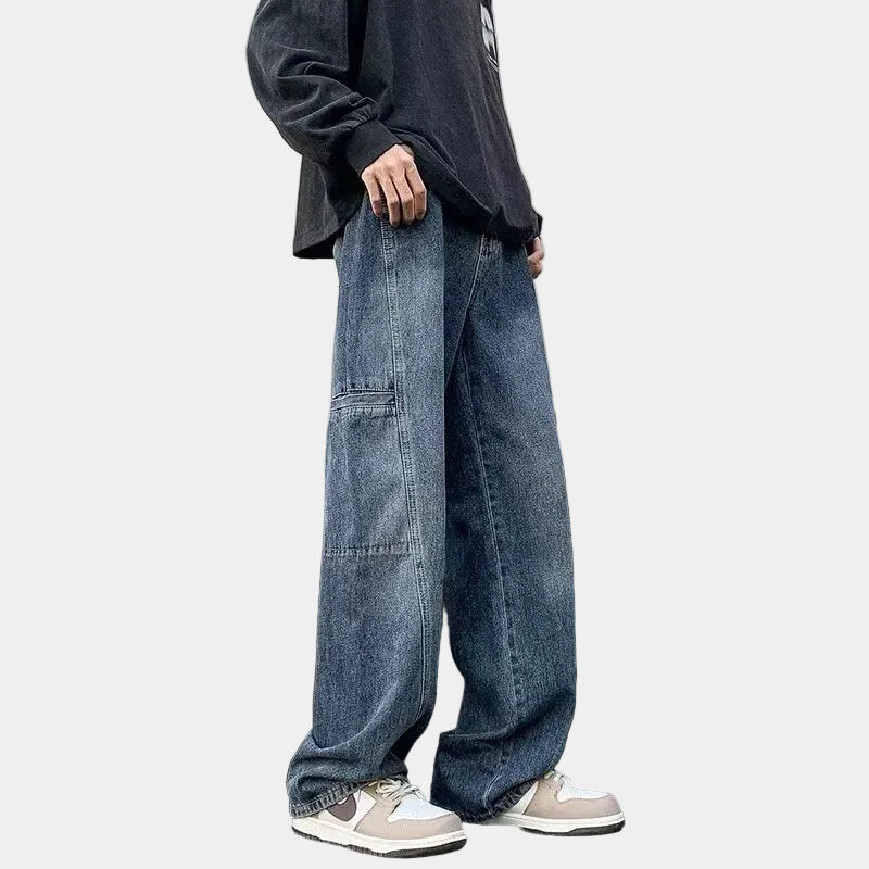 Homme Pantalon Denim Coupe Large