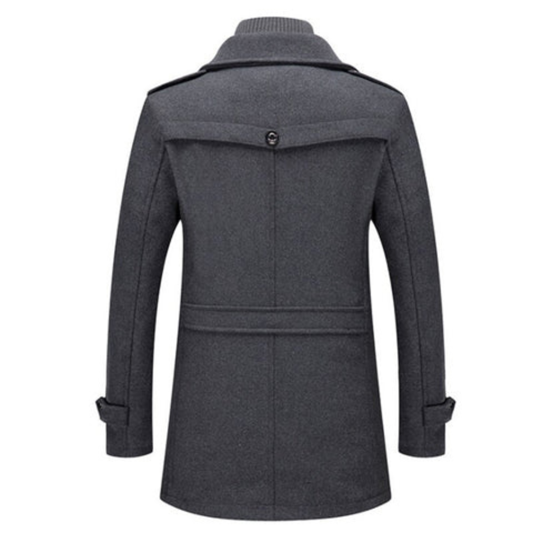 Homme Manteau Col Montant Fermeture Zippée