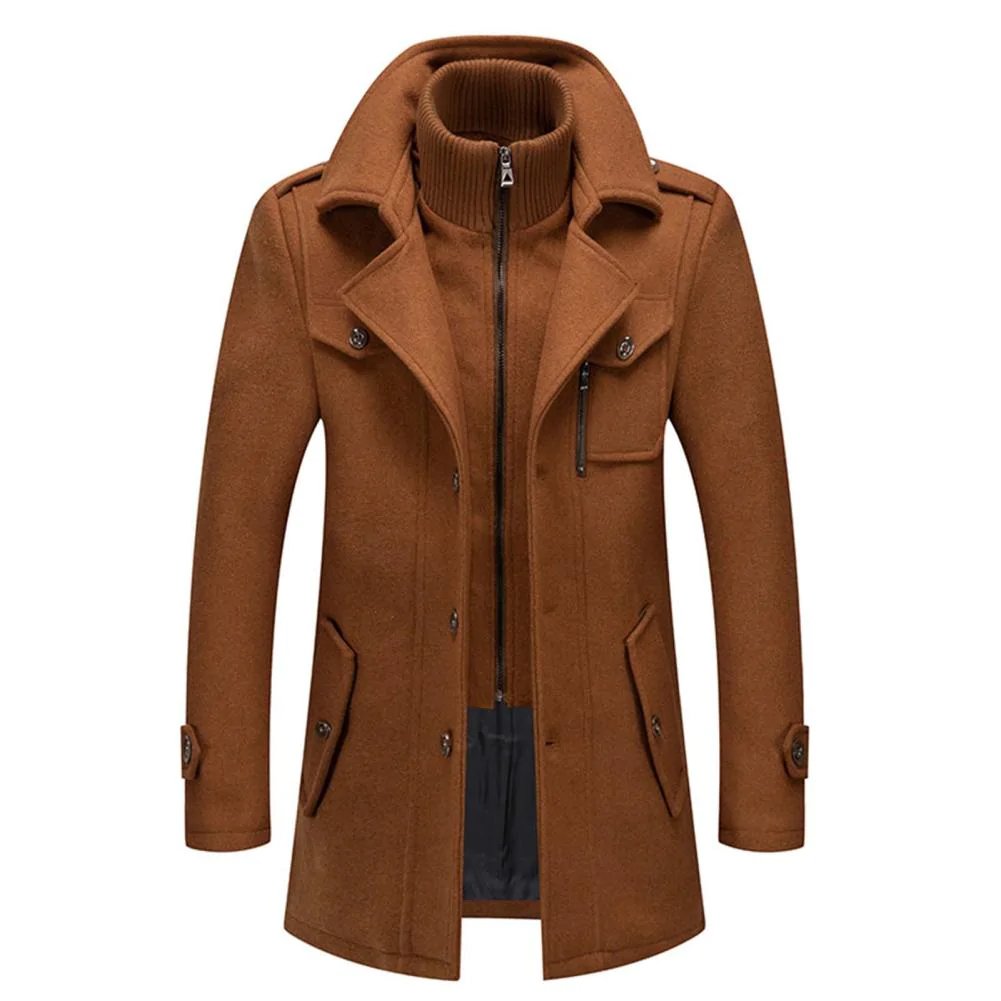 Homme Manteau Col Montant Fermeture Zippée