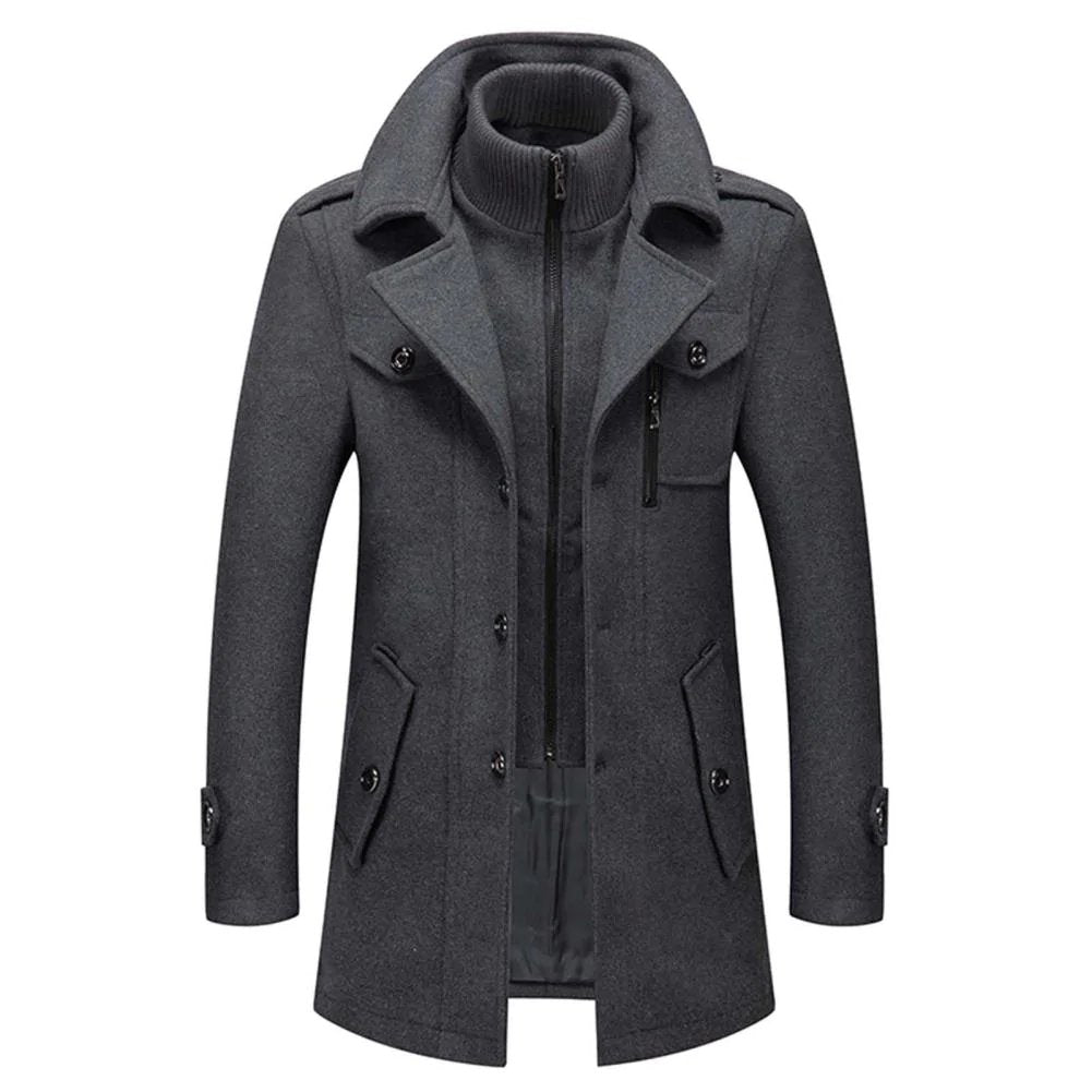 Homme Manteau Col Montant Fermeture Zippée