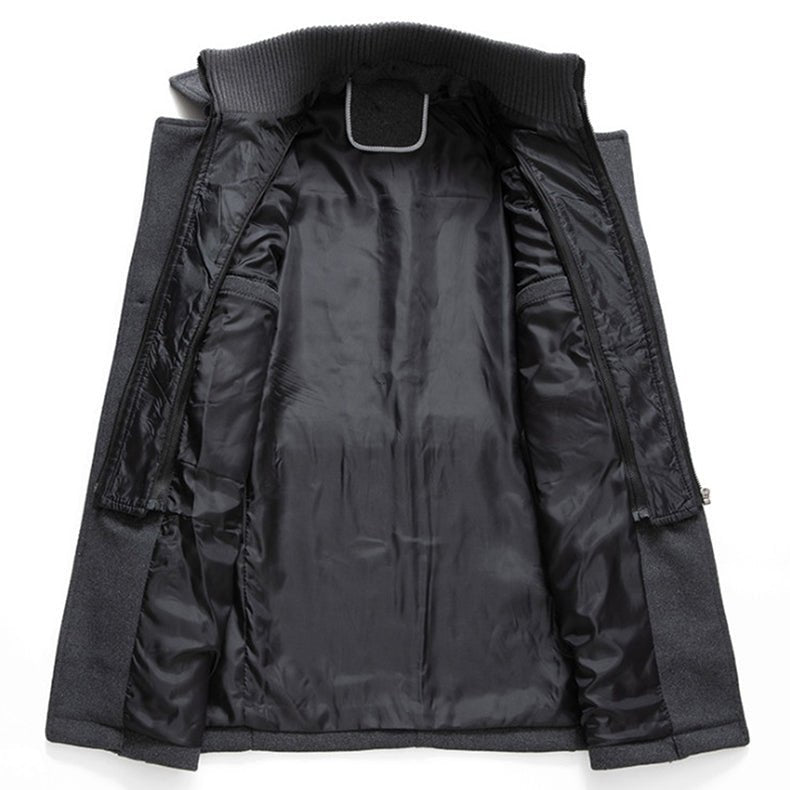 Homme Manteau Col Montant Fermeture Zippée