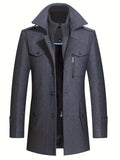 Homme Manteau Col Montant Fermeture Boutonnée