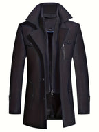 Homme Manteau Col Montant Fermeture Boutonnée