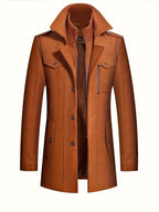 Homme Manteau Col Montant Fermeture Boutonnée