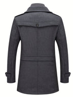 Homme Manteau Col Montant Fermeture Boutonnée