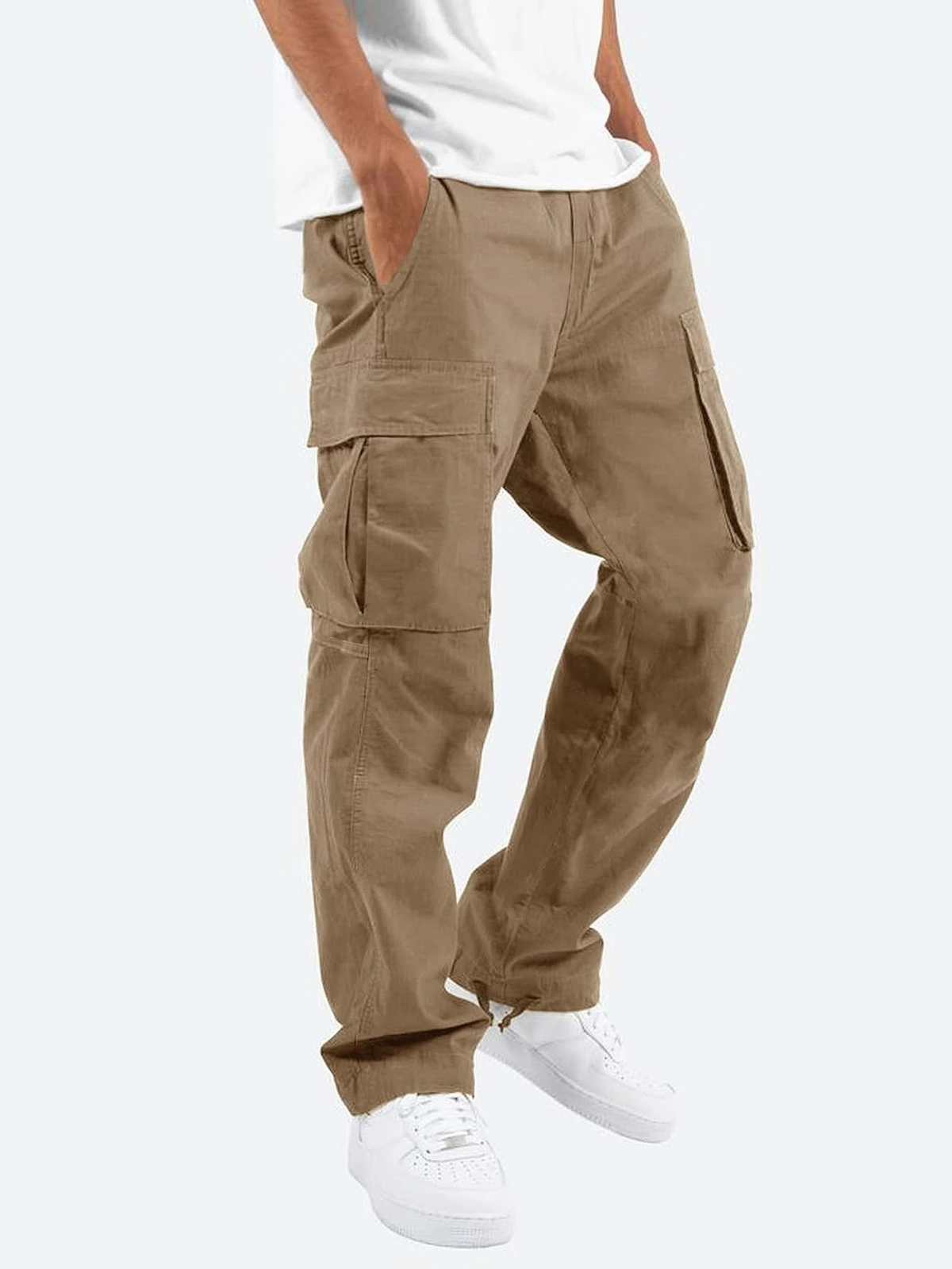 Homme Pantalon Coupe Droite Poches Cargo