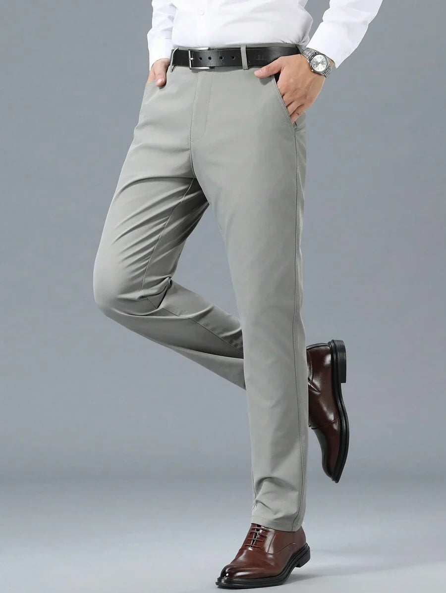 Homme Pantalon Coupe Droite Passants Ceinture