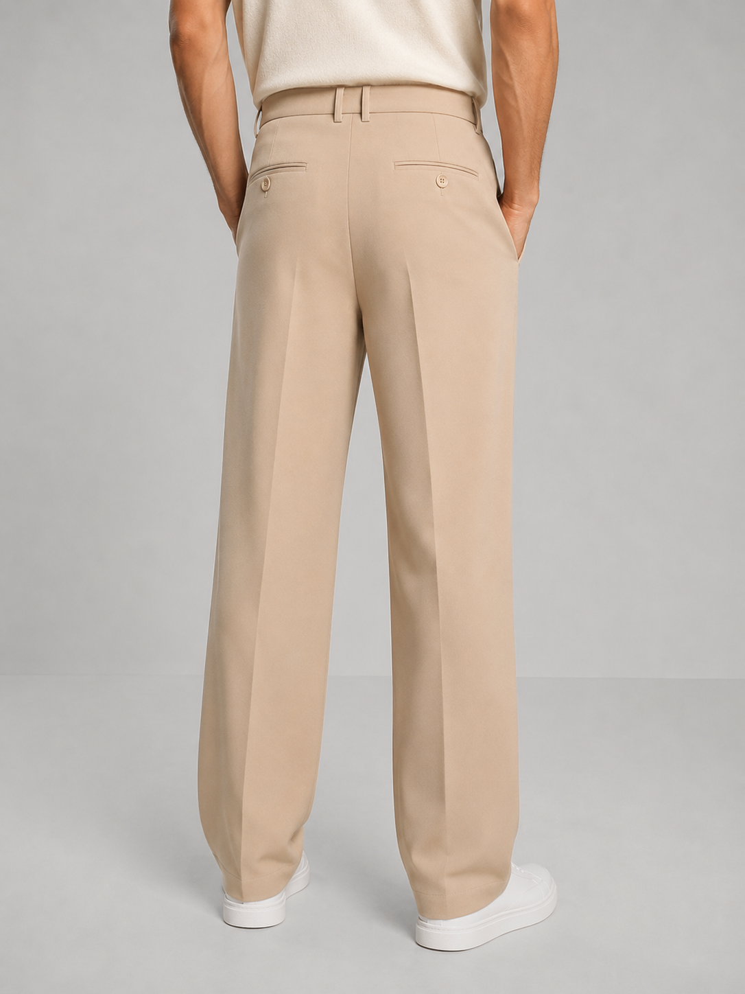 Homme Pantalon Coupe Droite Plis