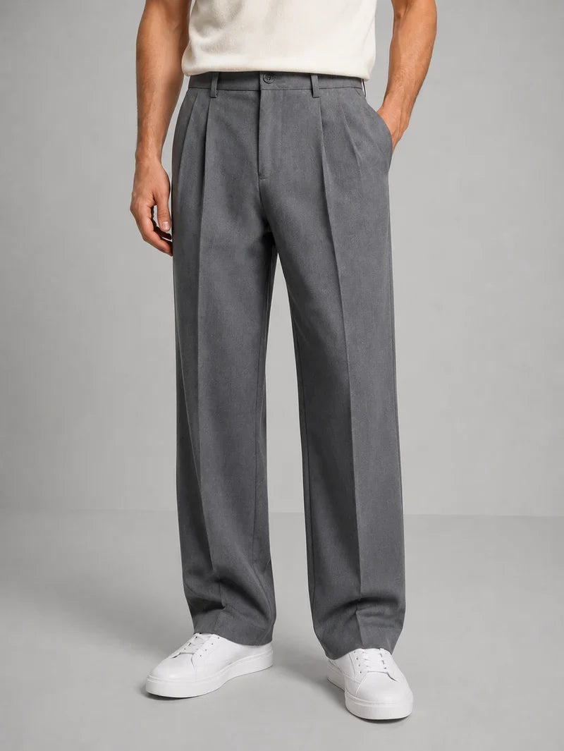 Homme Pantalon Coupe Droite Plis