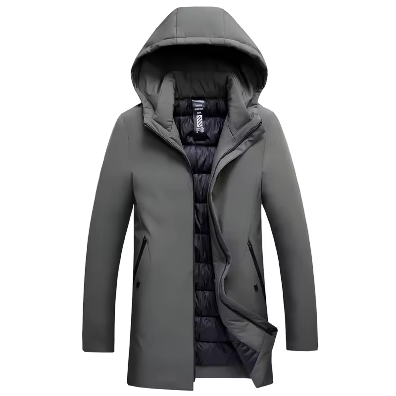 Homme Manteau Capuche Fermeture Zippée