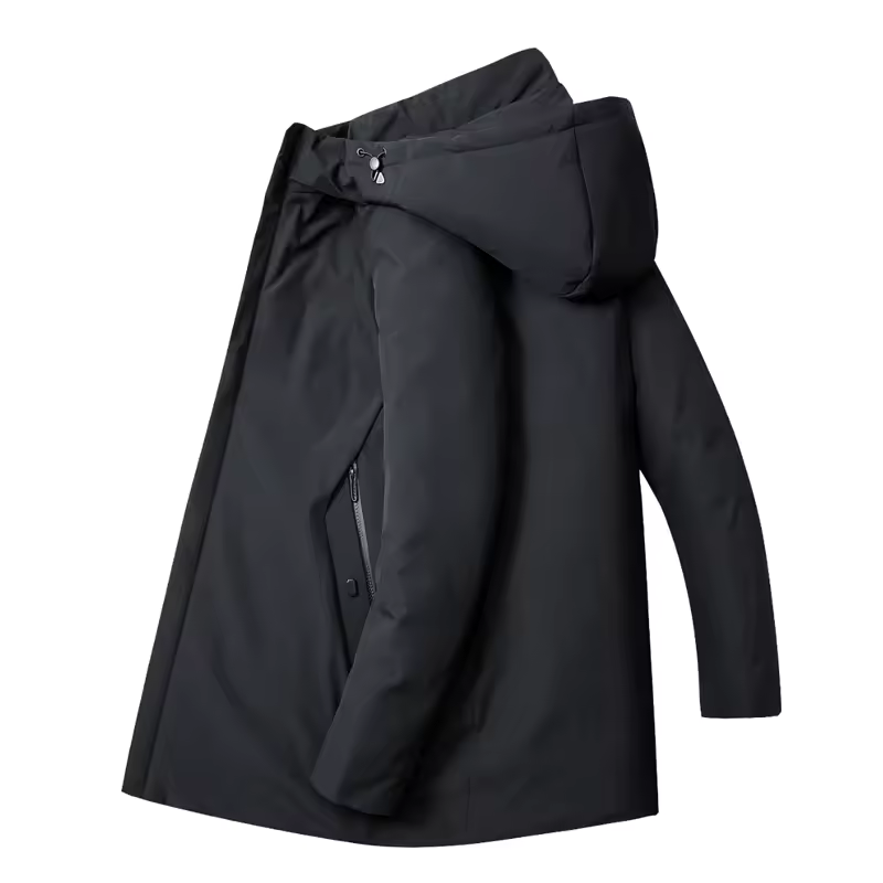 Homme Manteau Capuche Fermeture Zippée