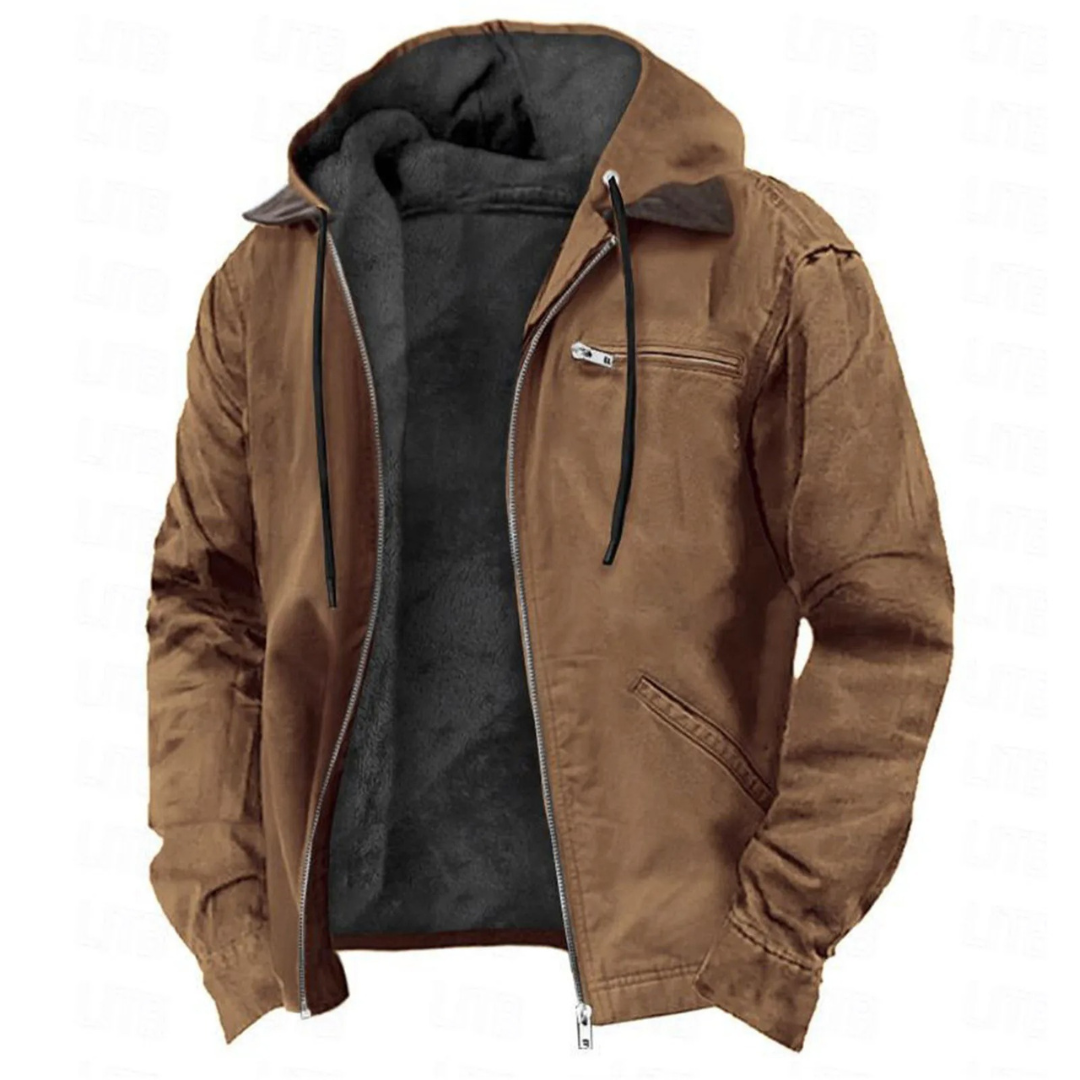 Homme Veste Capuche Doublée Fermeture Zippée