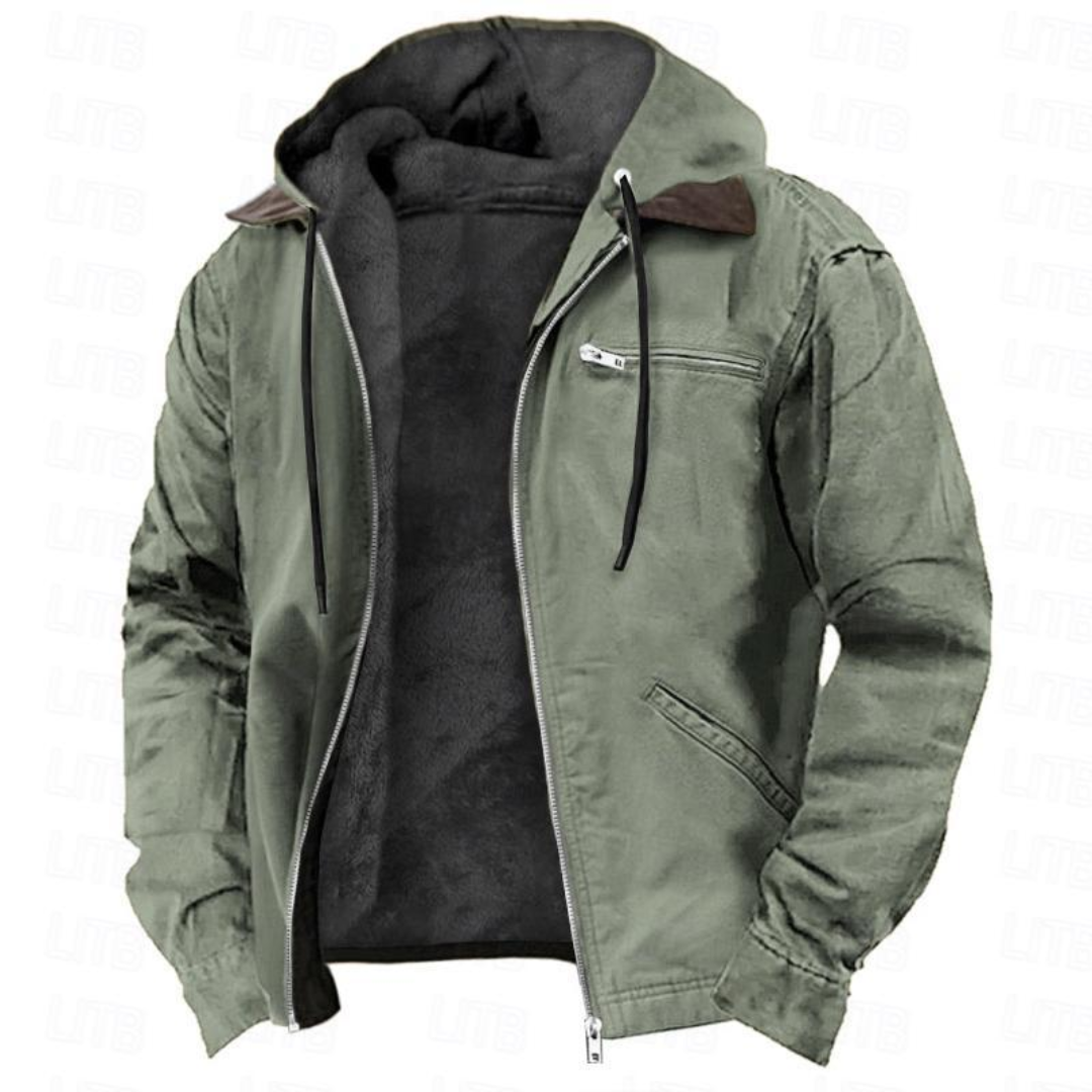 Homme Veste Capuche Doublée Fermeture Zippée