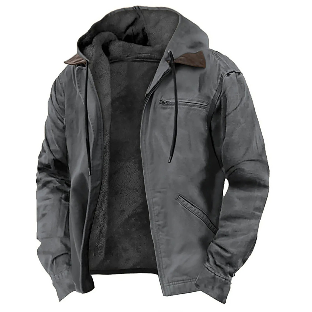 Homme Veste Capuche Doublée Fermeture Zippée