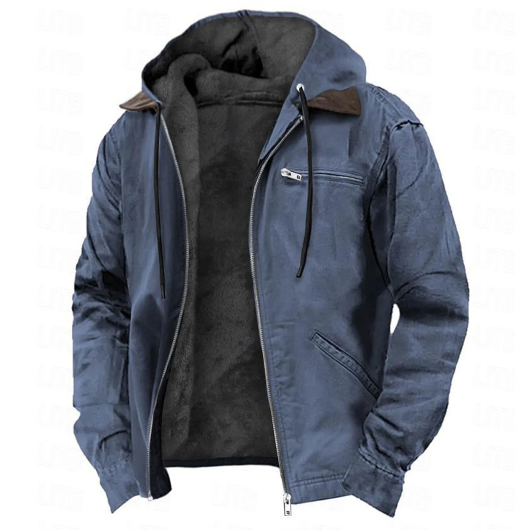 Homme Veste Capuche Doublée Fermeture Zippée